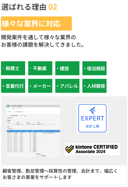 選ばれる理由02 様々な業界に対応