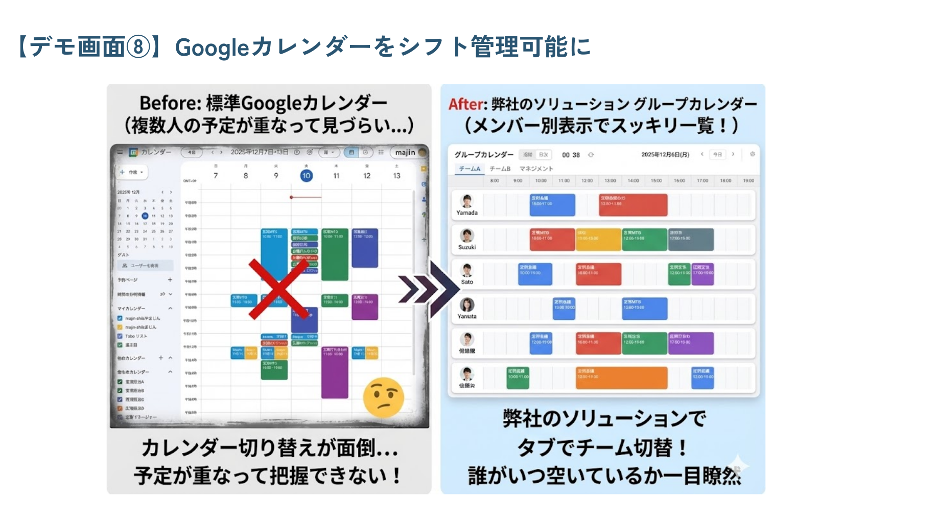 Googleカレンダーと連携したシフト管理イメージ