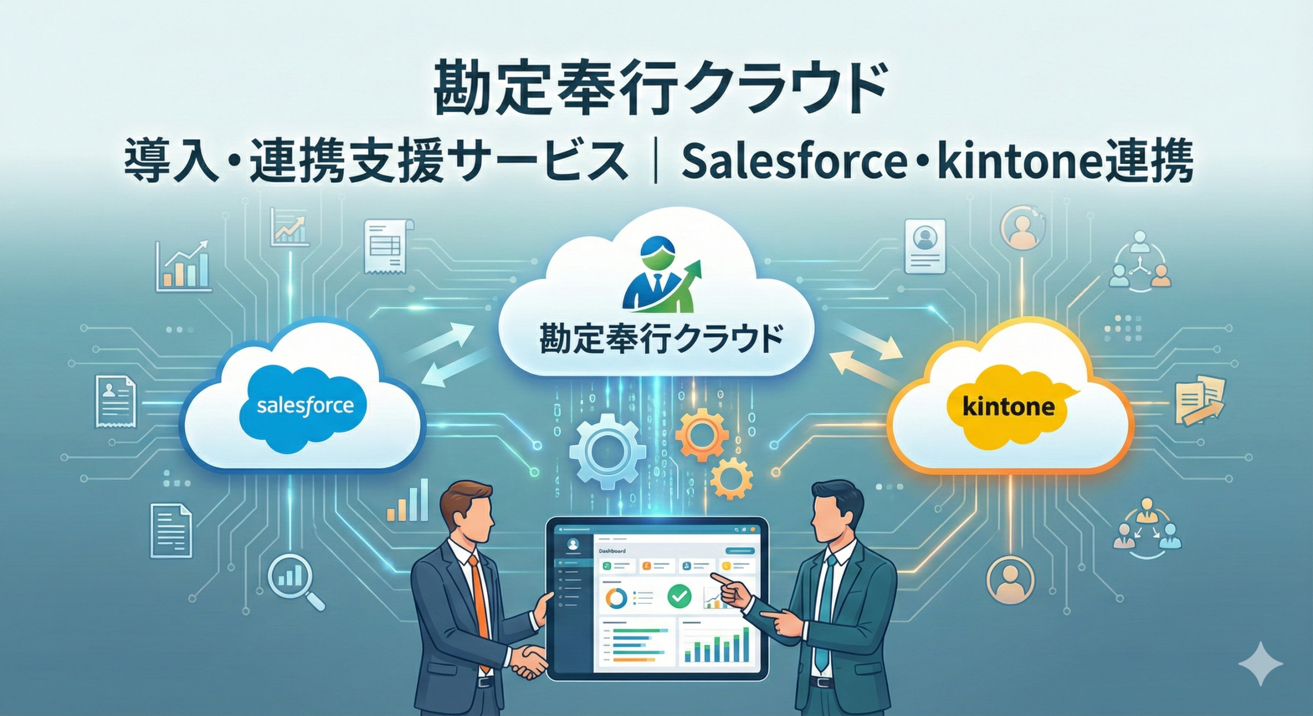 Salesforce 勘定奉行 kintone 自動連携イメージ