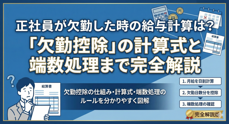正社員が欠勤した時の給与計算は？「欠勤控除」の計算式と端数処理まで完全解説