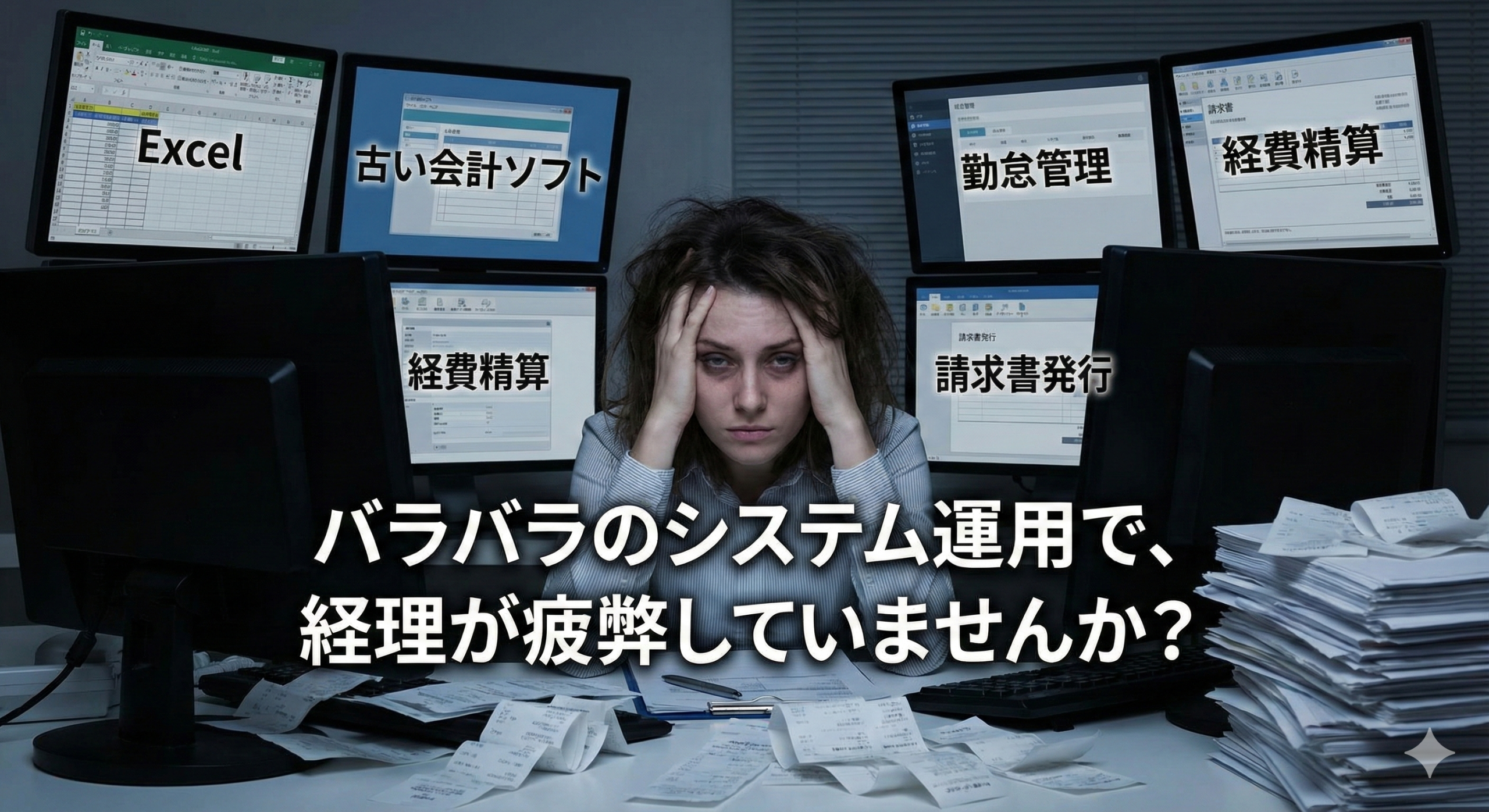 バラバラのシステム運用で疲弊する経理担当者