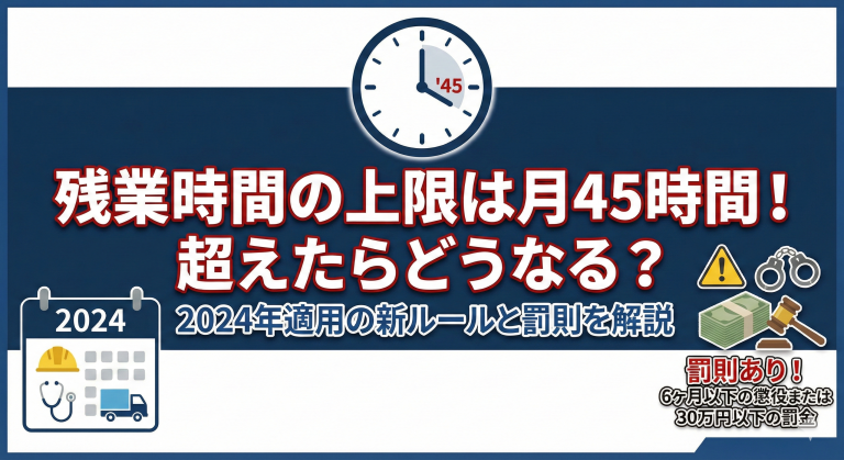 残業時間の上限は月45時間！超えたらどうなる？2024年適用の新ルールと罰則を解説