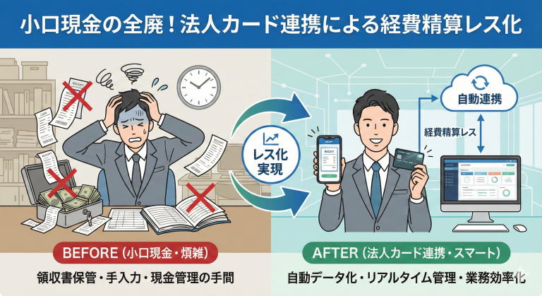 小口現金の全廃！法人カード連携による経費精算レス化