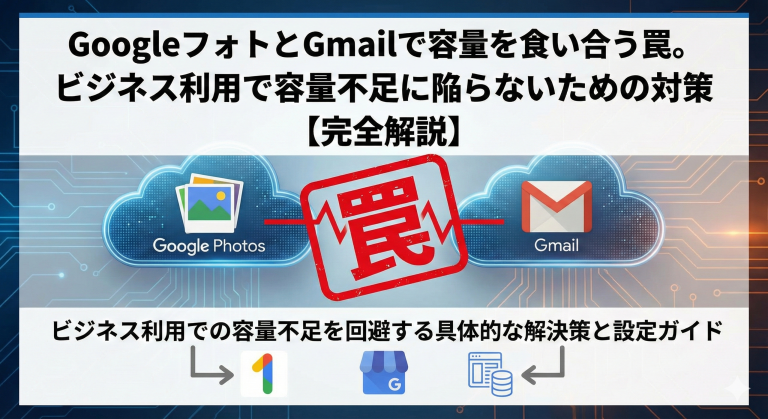 GoogleフォトとGmailで容量を食い合う罠。ビジネス利用で容量不足に陥らないための対策【完全解説】