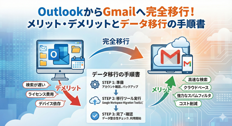OutlookからGmailへ完全移行！メリット・デメリットとデータ移行の手順書