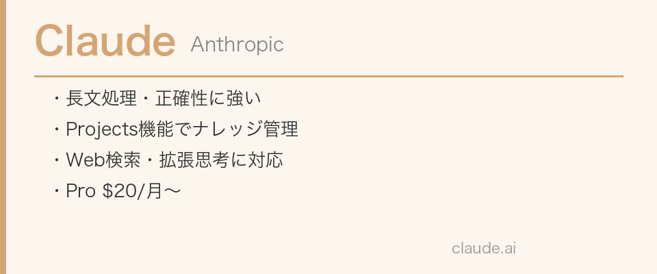 Claude（Anthropic）の主要特徴まとめ