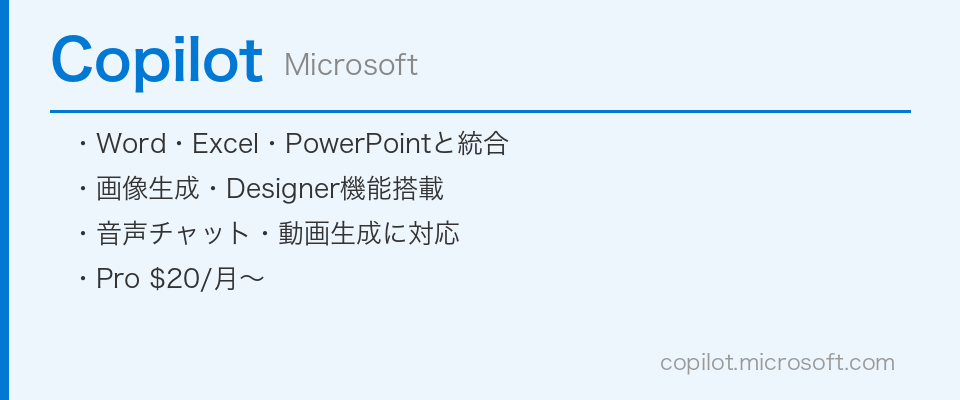 Copilot（Microsoft）の主要特徴まとめ