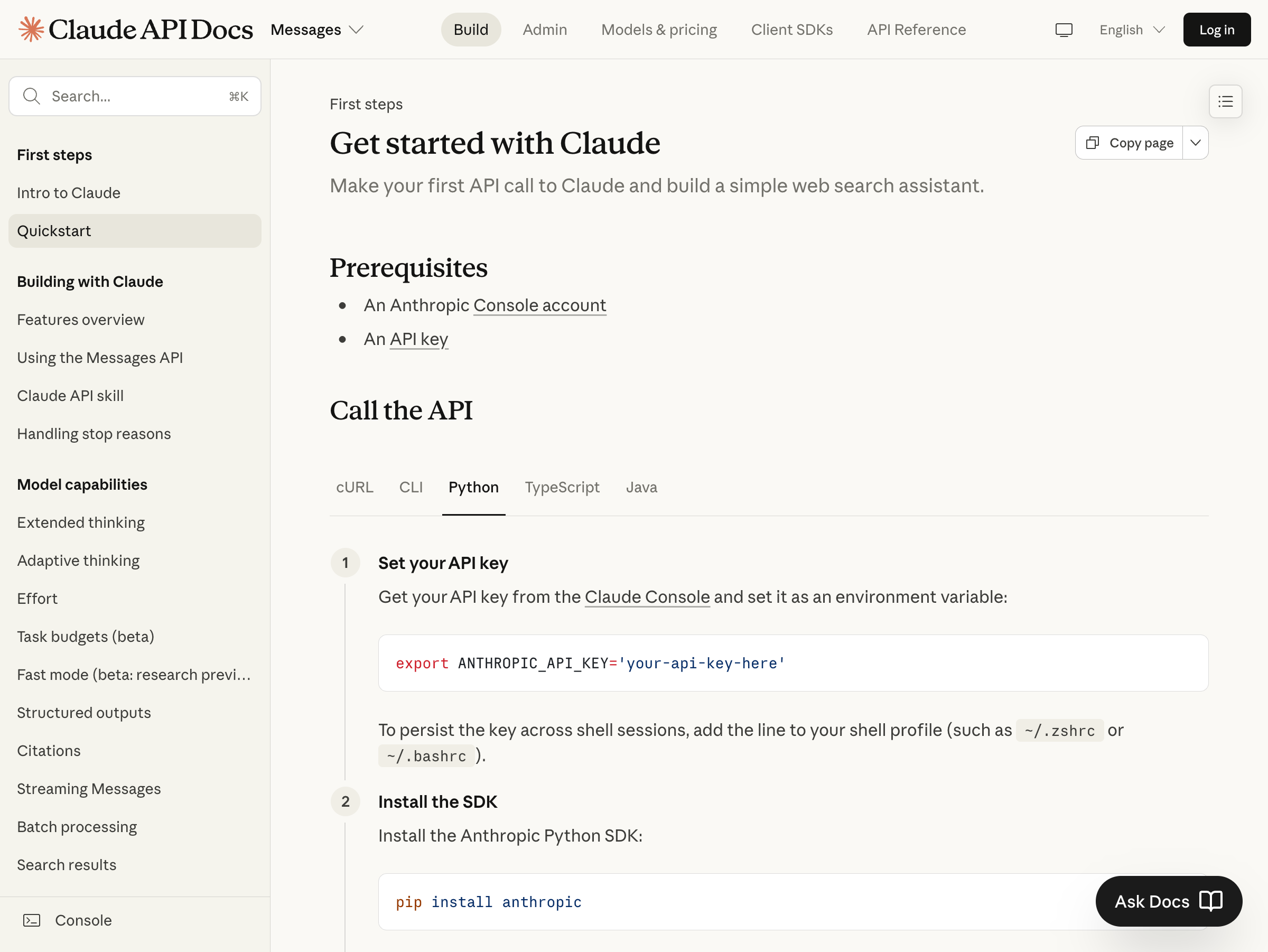Claude APIドキュメント
