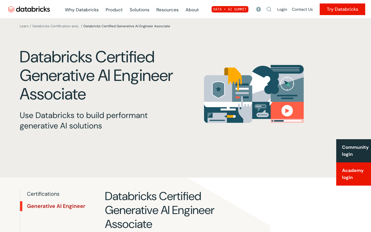 Databricks Generative AI Engineer 公式ページ
