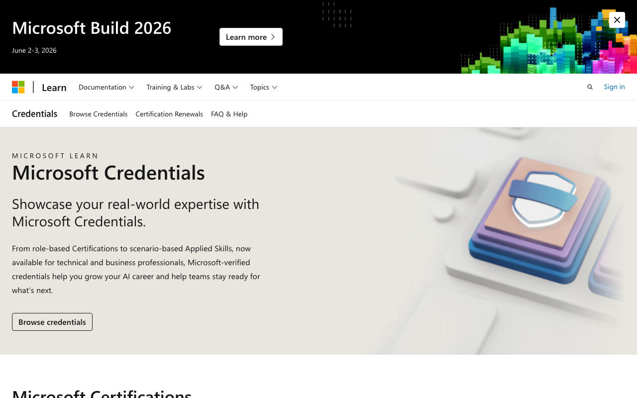 Microsoft Learn Credentials 公式ページ