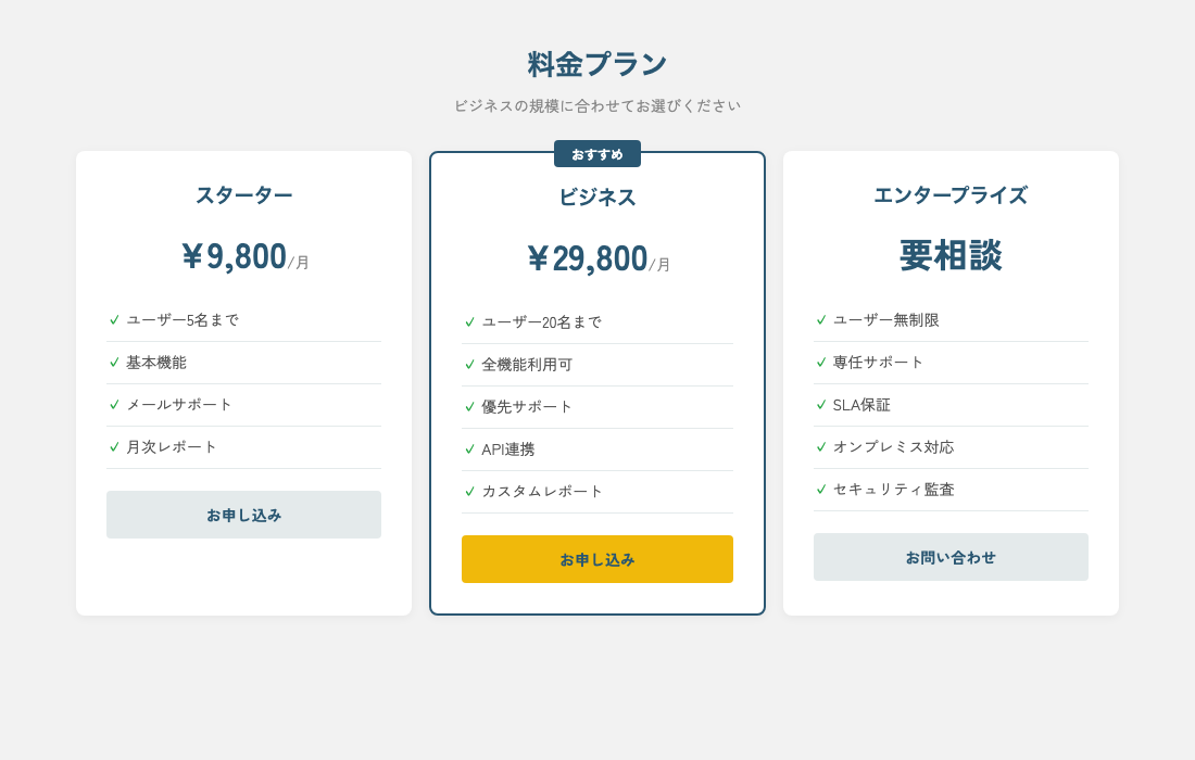 料金テーブル After — DESIGN.md適用