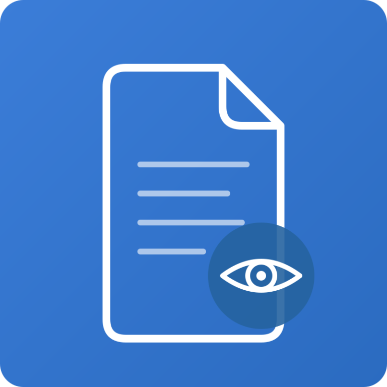 Document icon with an eye overlay indicating viewing access or visibility of the file.