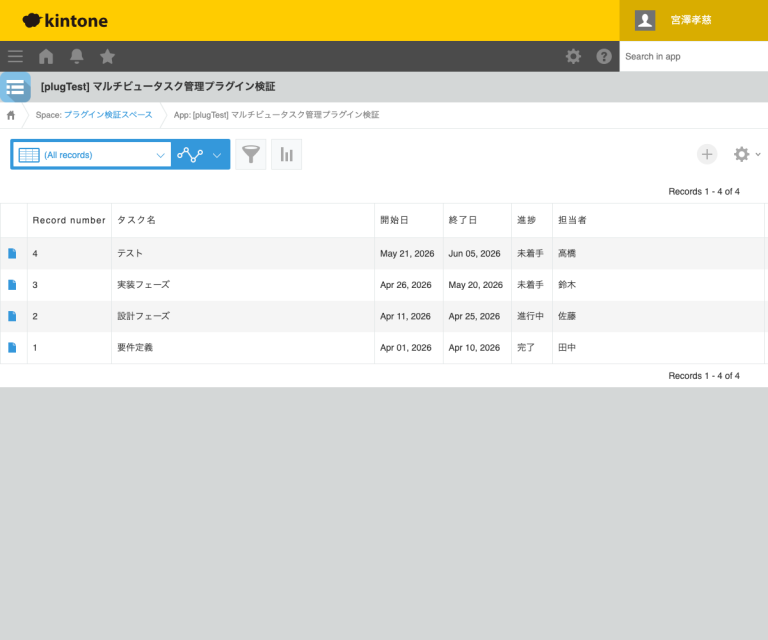 ガントチャートビュー