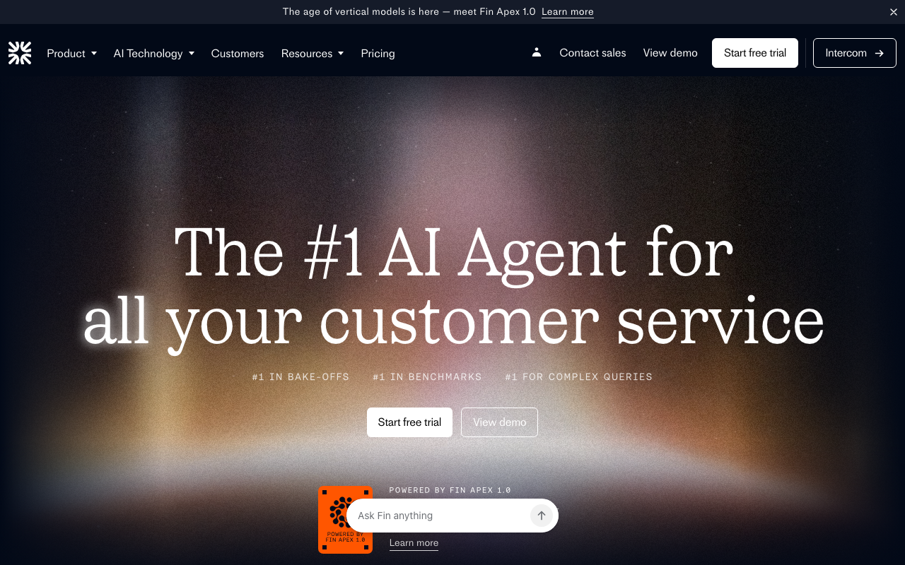 Intercom Fin AI Agent 公式ページ