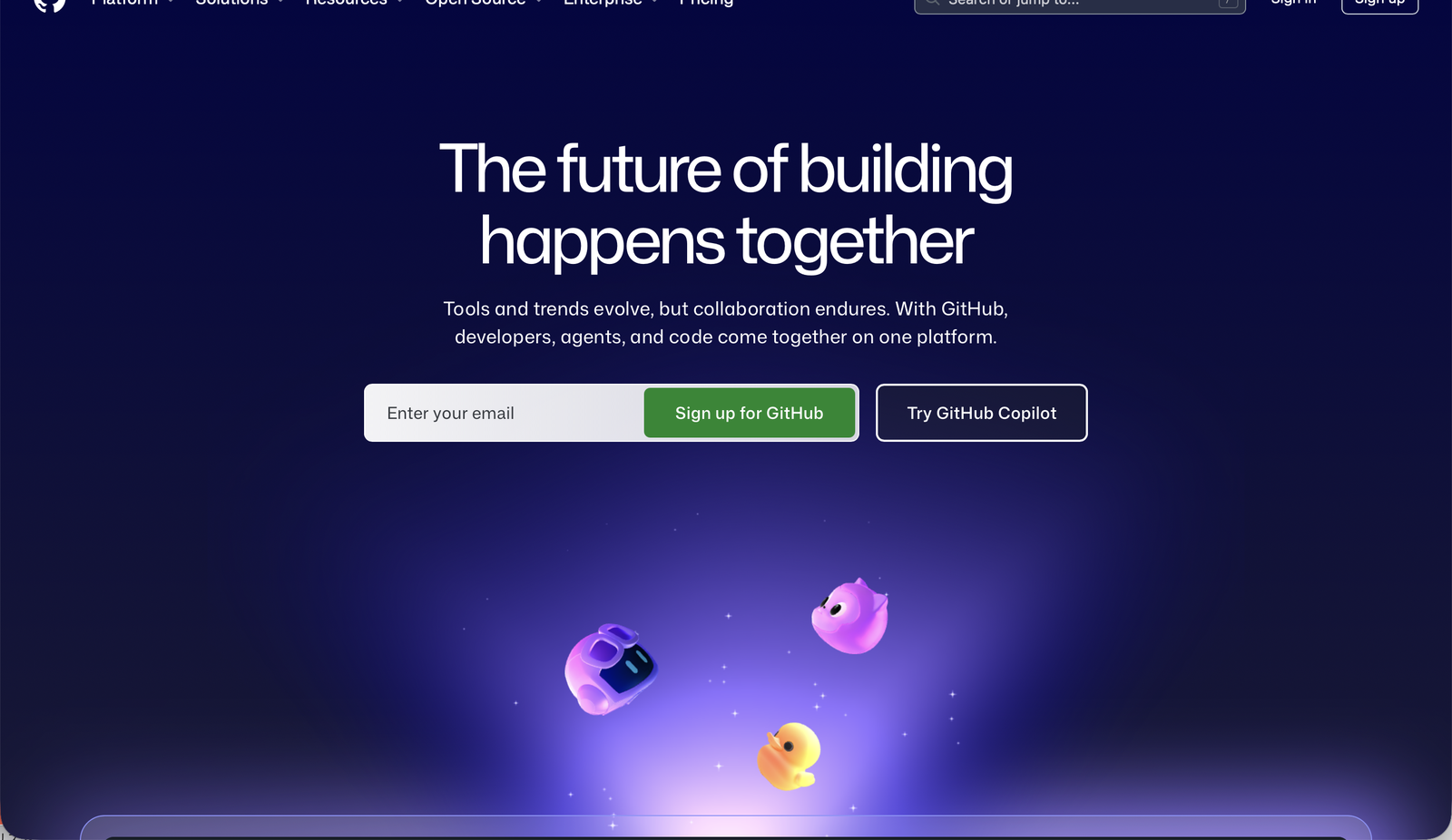 GitHub.com のトップページ