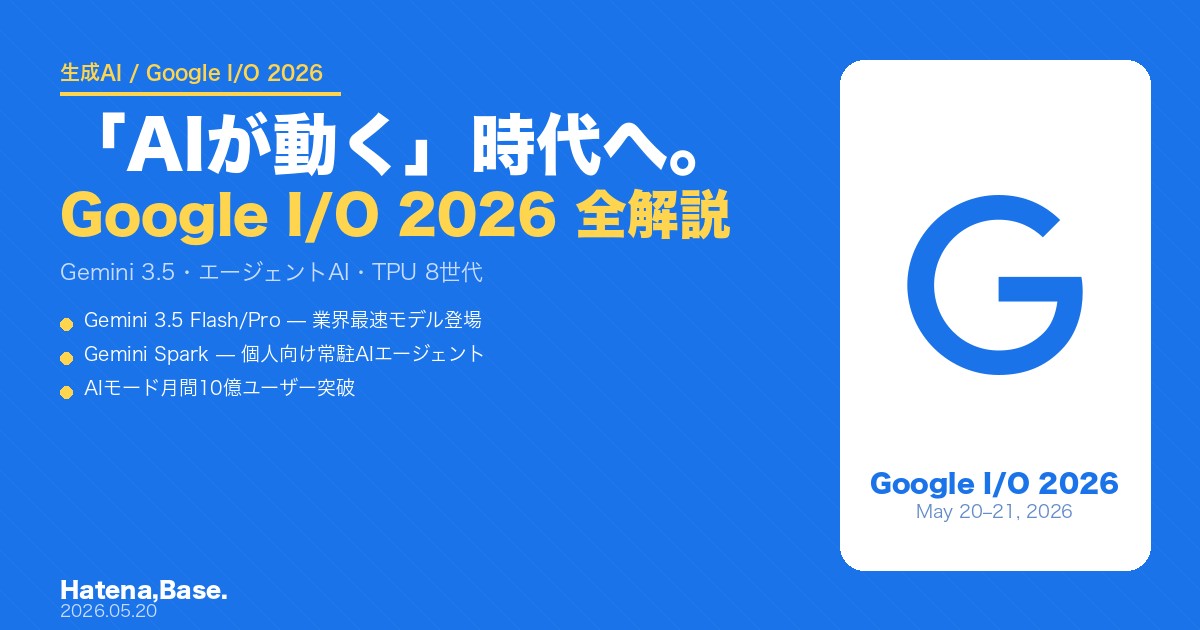 Google I/O 2026 — Gemini 3.5とエージェントAI時代の全解説